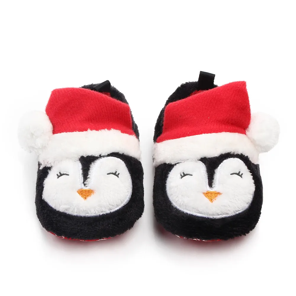 Милая зимняя теплая обувь для малышей рождественские хлопковые пинетки для новорожденных мальчиков и девочек, повседневные туфли для детей младшего возраста 0-11 месяцев