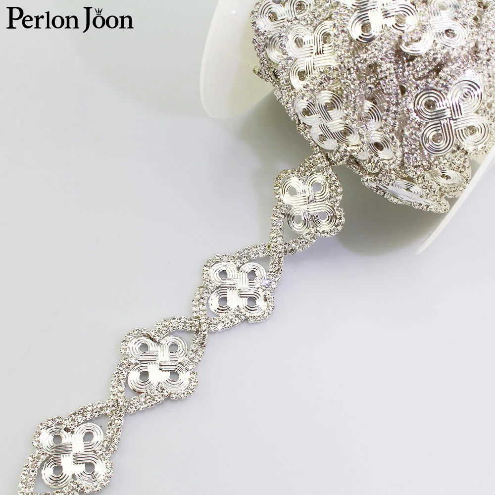 

1 yard Metal Square flower array crystal rhinestone trim crystal webbing decorative metal chain clothing accessories ML098