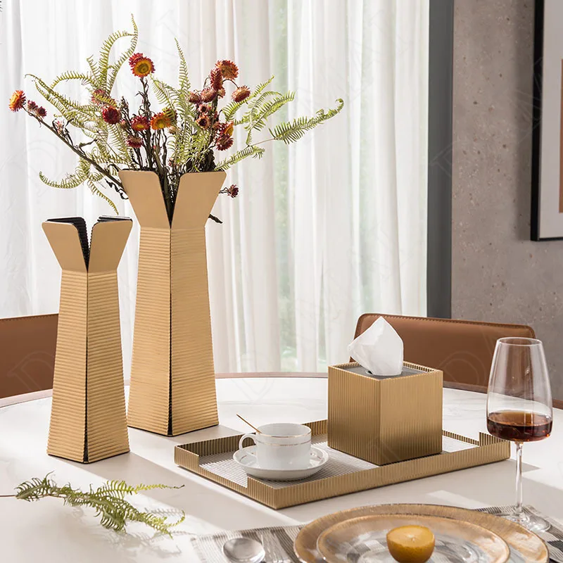 European Brass Tissue Box Modern Living Room Desktop Paper Box Western Restaurant Desktop Napkin Organizer Home Decoration 3