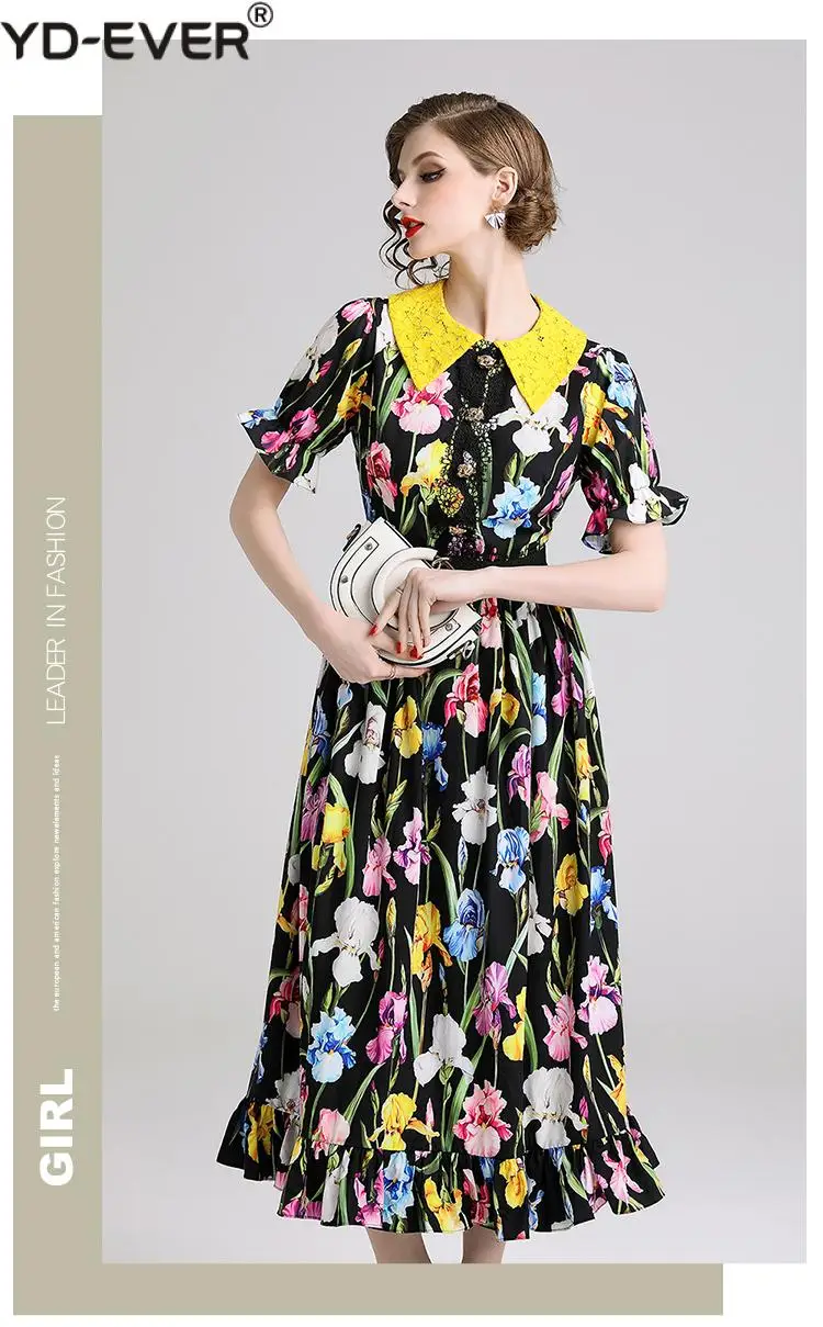 Тюльпаны с цветочным принтом длинное платье 2019 летние женские оборки короткий