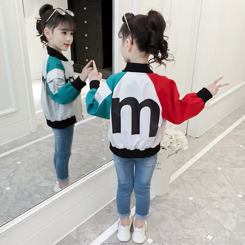 

Girl'S Jacket 2019 New Style Spring And Autumn Casual Short Coat Joint Contrast Color Korean-style Fashion Big Boy Tops