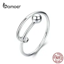BAMOER, регулируемые кольца для женщин, 925 пробы, серебряные кольца, круглые шарики, минималистичное кольцо на палец для размера 6, 7, 8, хорошее ювелирное изделие SCR520