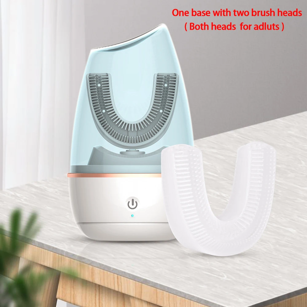Cepillo de dientes eléctrico sónico de 360 grados automático de silicona Ultra sónico electrónico cepillo de dientes recargable USB 3 modos de luz azul - 1