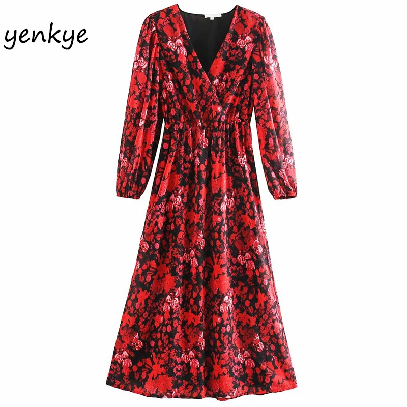 red flowy maxi dress