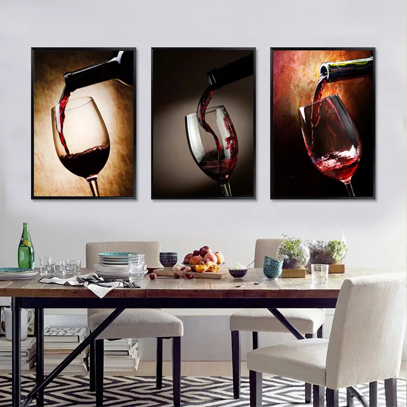 Large Modern Wall Art Bar Decoration Wine glasses on Canvas Print Poster Picture 