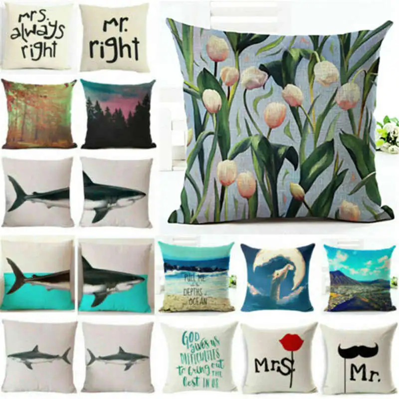 Модный чехол из хлопка и льна домашняя Подушка с животными украшение для дома