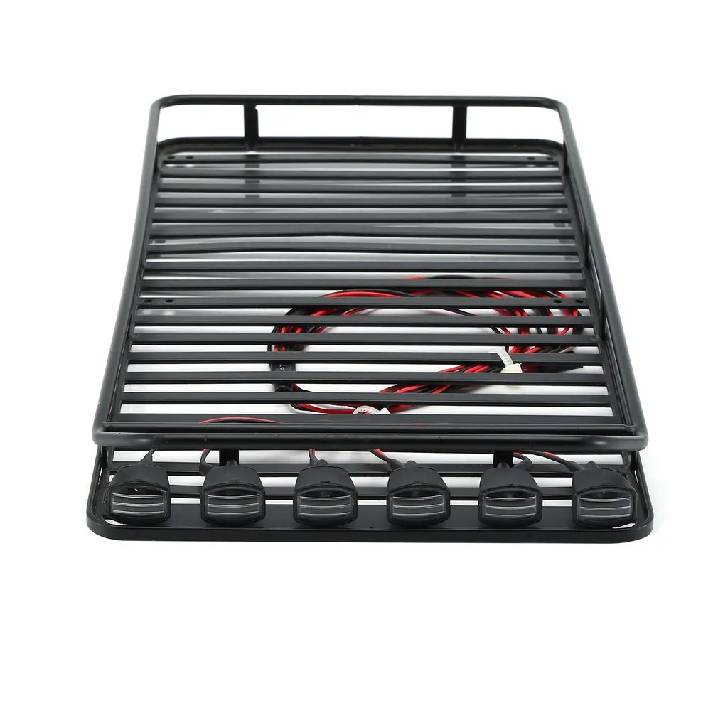 1/10RC Metal Roof Rack Luggage & 4 Led Lights Holder Bar For RC8WD Cralwer Gelande II Defender D110 Large Size