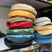 01909-tin016 Милая цветная мягкая искусственная кожа, однотонный берет, шляпа для мужчин и женщин, шапка для отдыха