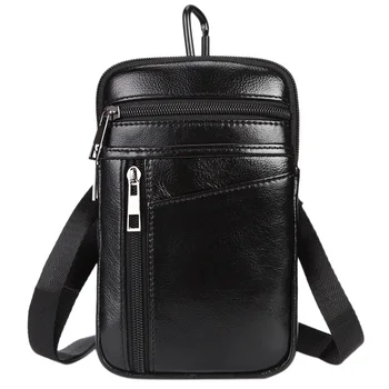 

MISFITS Men's Pocket Leather Hook Belt Buckle Shoulder Messenger Bag Small Satchel Mobile Phone Case