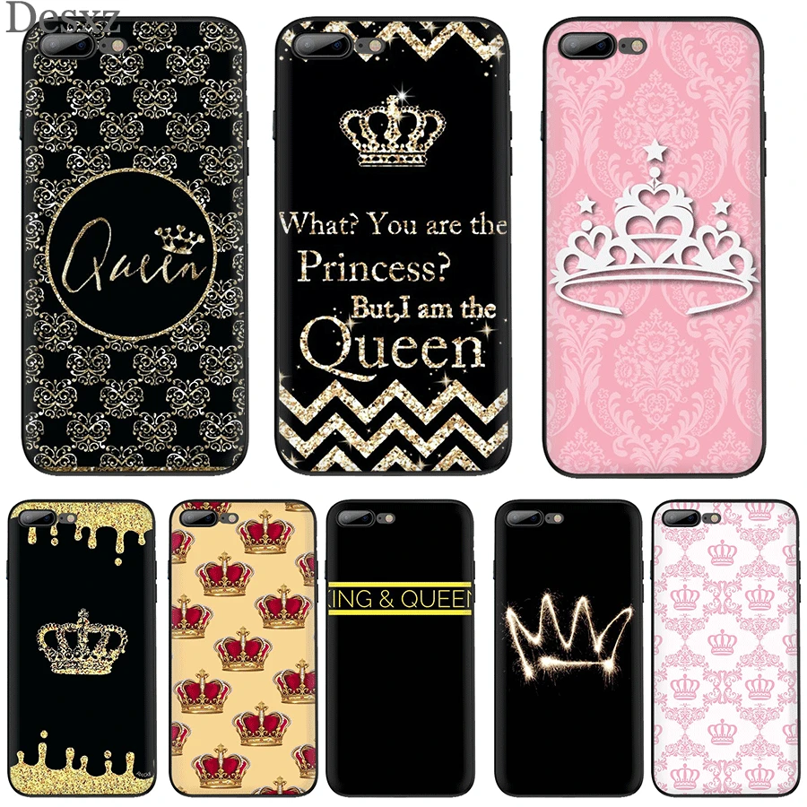 Mobile Phone Case TPU for iPhone 11 Pro XR X XS Max 7 8 6 6s Plus 5 5s SE Cover Queen and king crown | Мобильные телефоны и