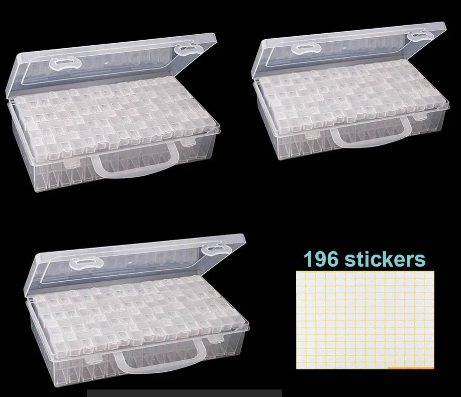 192 box sticker 28,56, 64 слота коробка для хранения и этикетки бумаги, алмазная вышивка содержит аксессуары для кристаллической мозаики коробки, Футляр крест инструменты для шитья - Цвет: 192 box sticker