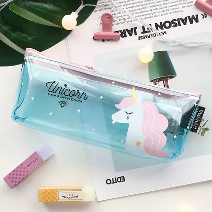 Кнопка переключения пряжки PU пеналы сумки Kawaii Девушка Карандаш Чехол прочный большой емкости школьные принадлежности Канцтовары высокое качество - Цвет: Темно-серый