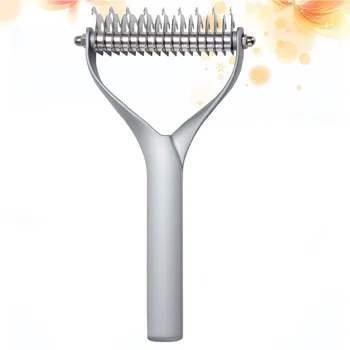 

1 Pc Pet Comb with Handle Double-sided Remove Hair Unhitch Grooming Tool Easy to Use Pet Fur and Lint for Dog (Silver)