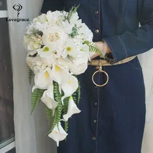 Lovegrace свадебный цветок для невесты Водопад Букет Поддельные пион Гортензия цветок лилии каллы симы Азалия белые роскошные букеты