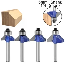 1pc/4 pces 6mm 1/4 polegada shank 45 graus chanfro roteador bit conjunto borda formando bisel woodwork fresa para madeira cnc máquina ferramenta