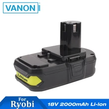 VANON для Ryobi 18 в 2000 мАч перезаряжаемые электроинструменты литий-ионная аккумуляторная дрель мощность Батарея P102 черный 2.0Ah P108 P105