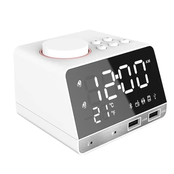 

MOZUO K11 Bluetooth 4.2 Radio Alarm Clock Speaker with 2 USB Ports LED Digital Clock Phone Charging Bluetooth Speaker EU Plug