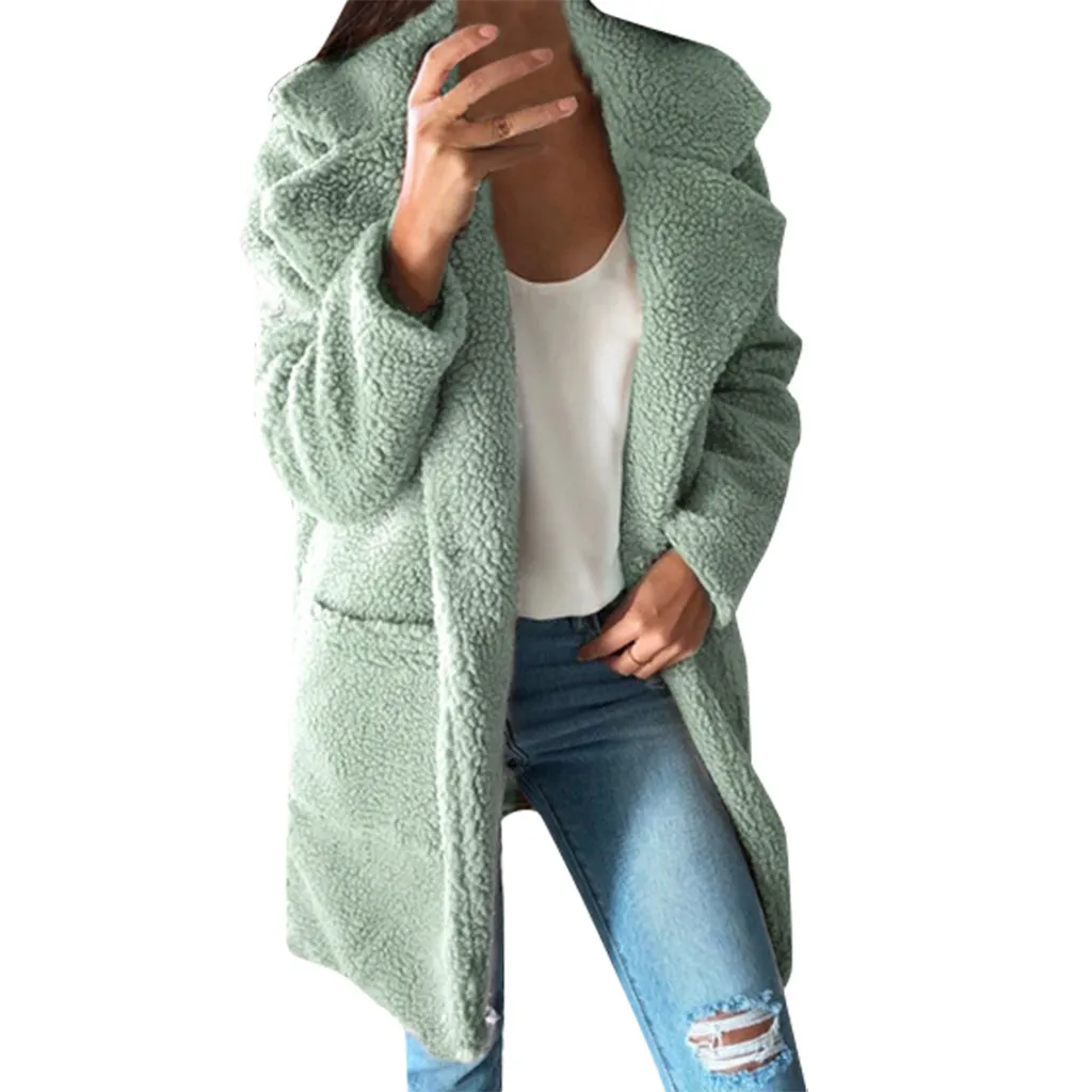 KANCOOLD, искусственный мех, Толстая теплая курчавая плюшевая куртка, новая коллекция, зимняя женская одежда, большие размеры, с подкладкой, ветровка зеленого цвета - Цвет: Зеленый