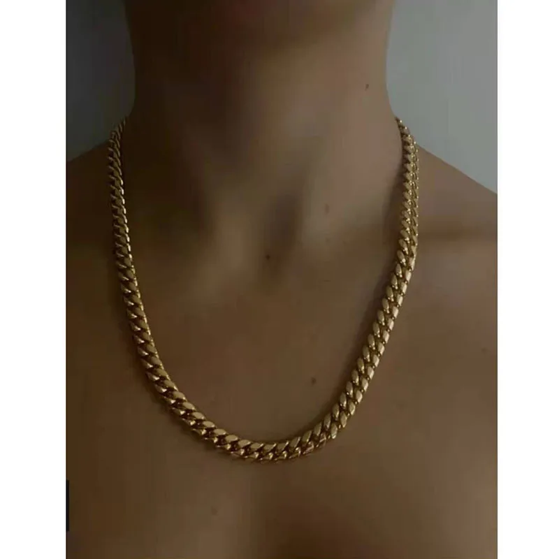 

Joolim Jewelry High End PVD Wholesale Waterproof Hip-hop Cuban Chain Stylish Stainless Steel Necklace For Women