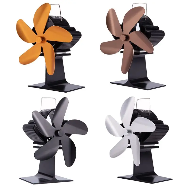 Fireplace Fan Ecofan Stove Wood Heat-Powered 5-Blades for Log Fuel-Saving Silent