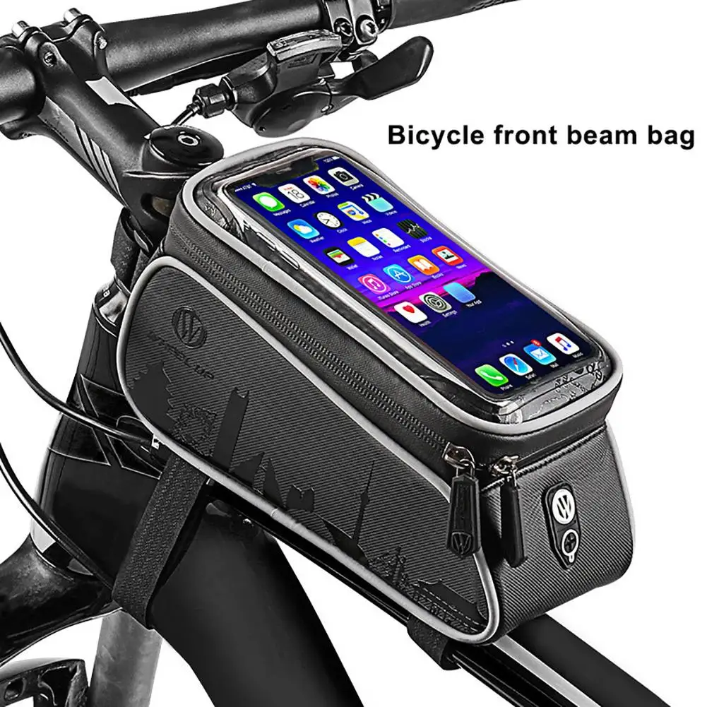 Wheel up Bicycle Bike Front Top Tube Bag 6inch Touch Screen Mobile Phone Holder