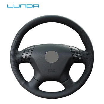 

LUNDA Black Leather Car Steering Wheel Cover for Honda Accord Odyssey 2004-2005 hand-stitched Steering Wheel Cover