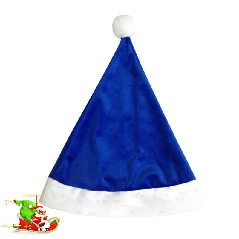 1 шт небесно-голубая шапка Санта-Клауса, Рождественская шапка, пение, украшение для детей, взрослых, Рождественская шапка, праздничный декор, Подарочная сумка A35
