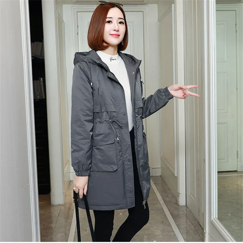 Autumn New Women's Jacket Long Section Korean Large Size Parkers Solid Color Loose down Cotton Jacket Ladies Coats YH531