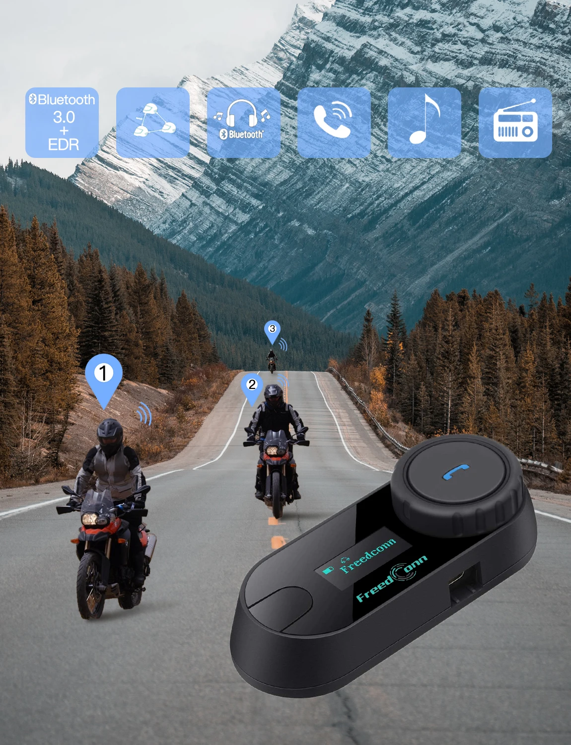 FreedConn 800M TCOM SC мотоциклетные Bluetooth шлемы беспроводная гарнитура внутренней связи