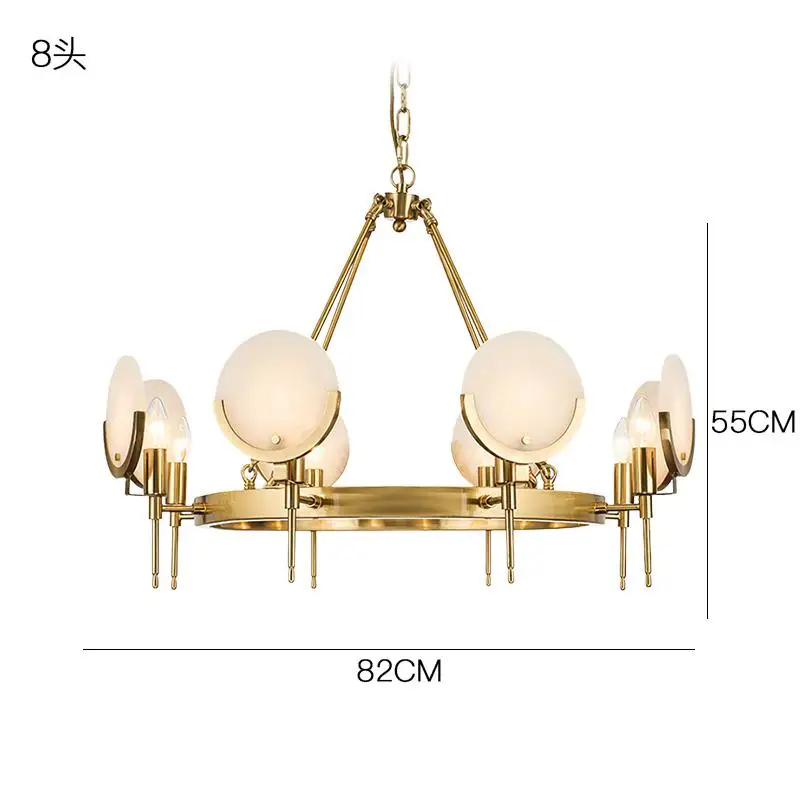 8 lights D82cm H55cm Modern LED chandelier metal marble lights American living room dining room lighting fixture hotel villa haohua hanging lamps - Цвет абажура: 8 lights D82cm H55cm
