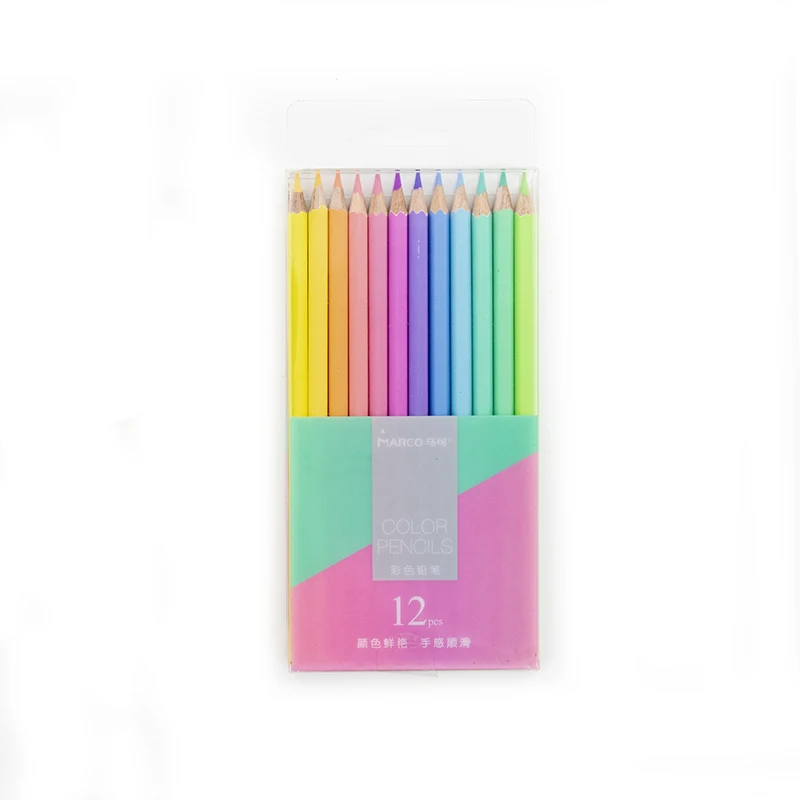 

Marco 12/24Pcs Pastel Colors Non-toxic Color Pencil Macarons Colored Pencils Drawing Set For Coloring School Sketch Art Supplies