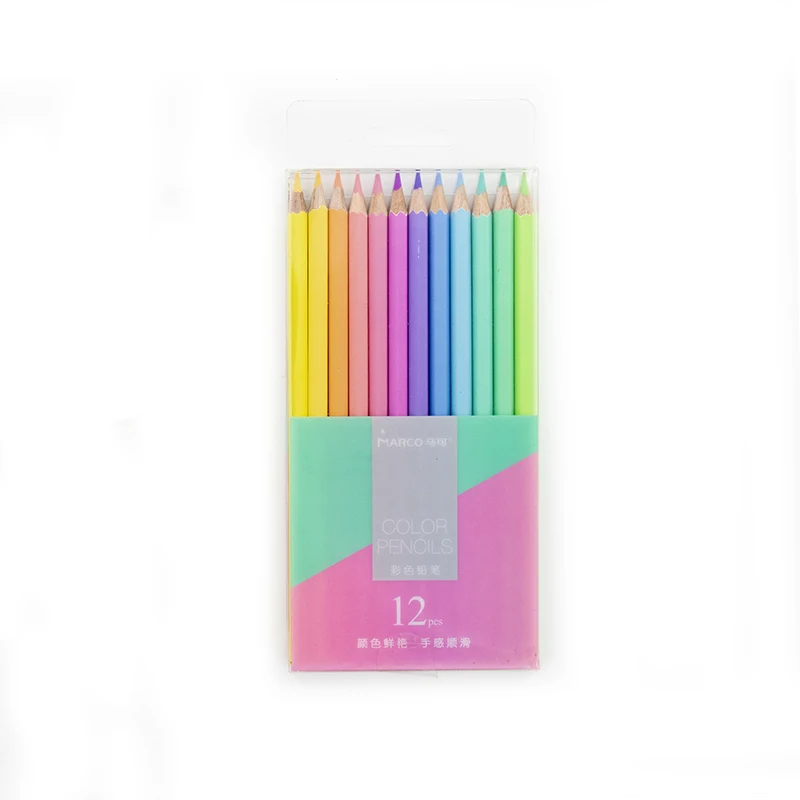 Juego de lápices de colores Pastel para colorear, material de arte escolar,  suave, no tóxico, Macaron, 12/24 colores - AliExpress