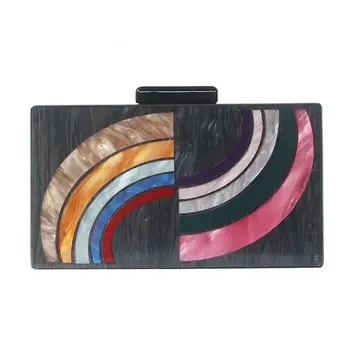 

1Pc Women Rainbow Acrylic Clutch Evening Bag Party Handbag Bridal Shoulder Purse Bag Hot