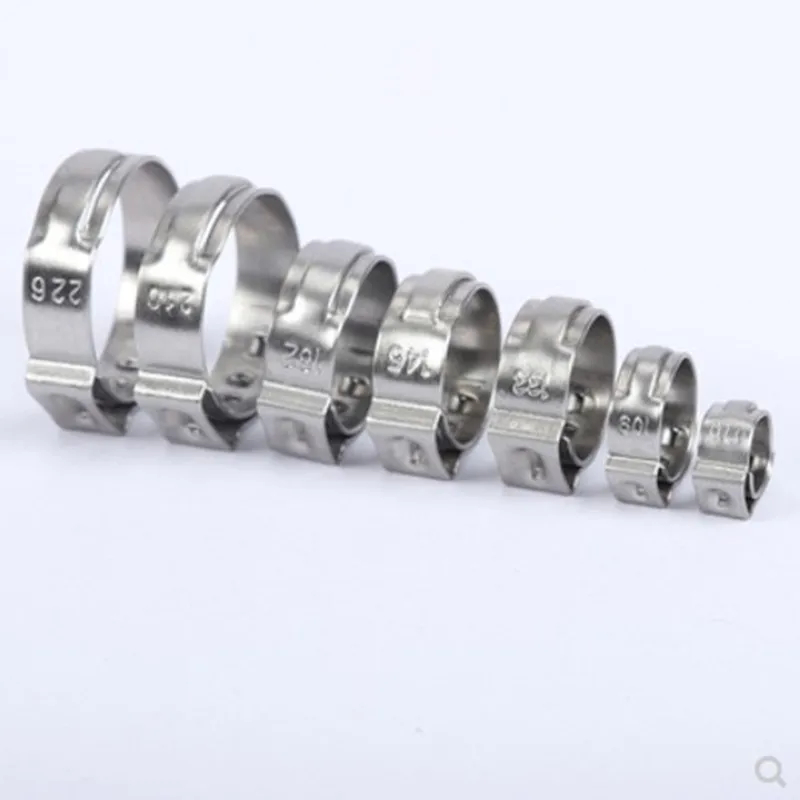 Hose Clamps Pipe Clamps 5-20pcs/lot 5.3mm to 50mm Pipe Clamp Stainless Steel 304 Single Ear Hose Clamps Assortment Kit Single