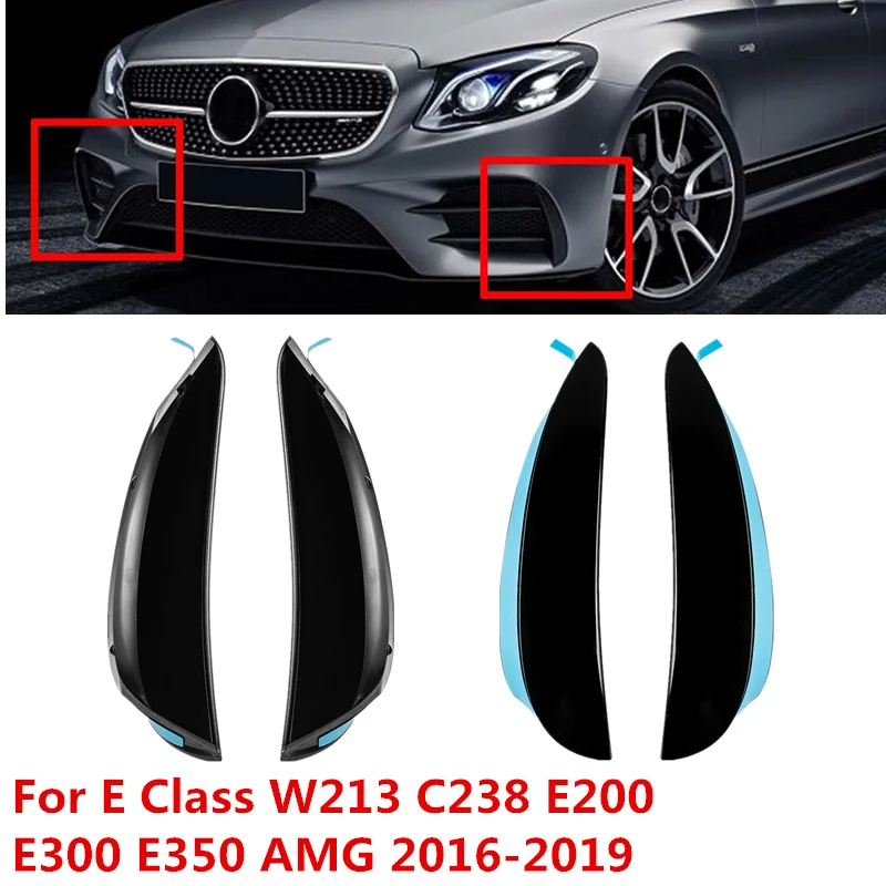 2x Car Front Bumper Lip Splitter Vent Flap Spolier Fin For Mercedes Benz E Class W213 C238 E200 E300 E350 AMG