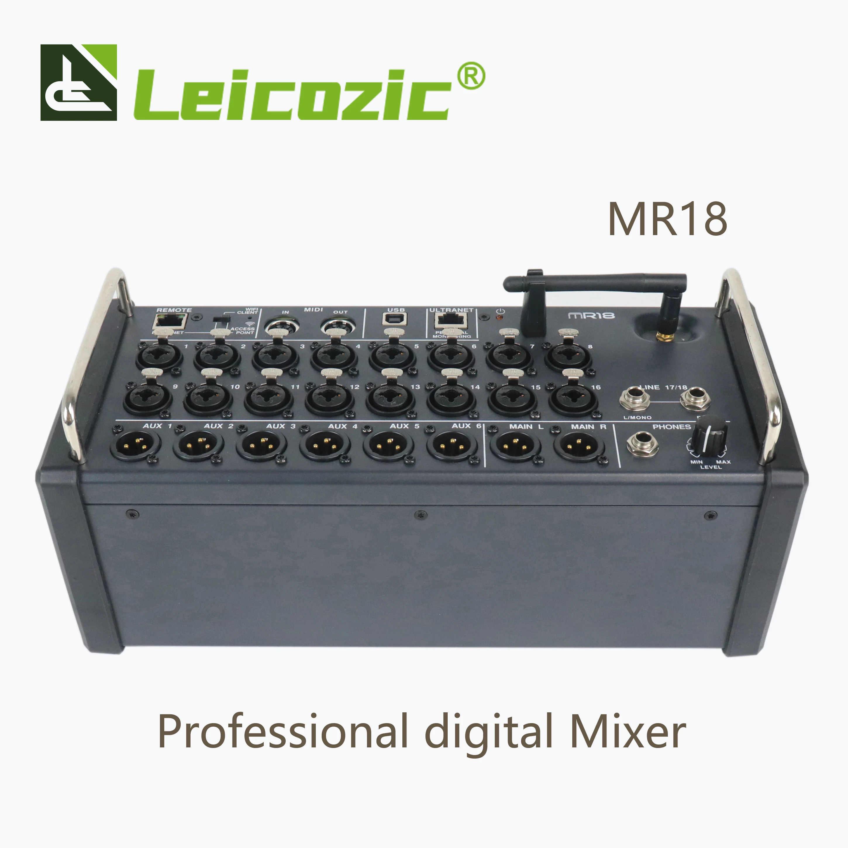 Leicozic MR18 18 Input Digital Mixing Console for iPad/Android Tablets with 16 PRO Preamps, Integrated Wifi & Multi-Channel USB