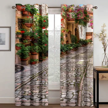 

House Area Flower Path Leisure Wind Curtain Living Room Curtain Bedroom Curtain Home Decoration Adult Children Home Curtain