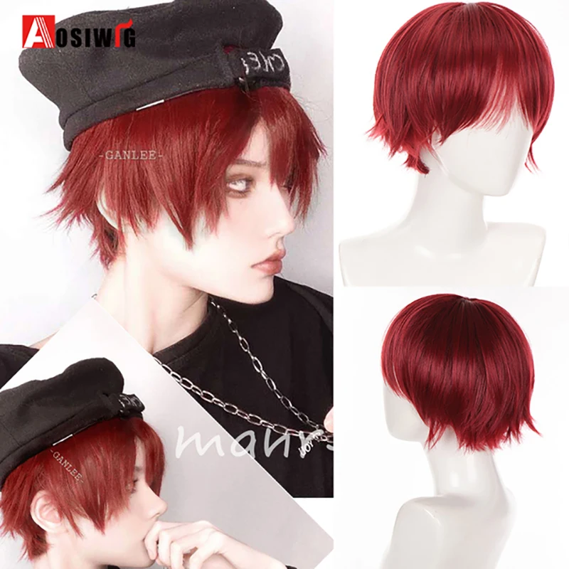 Compre Peruca curta de aosiwig natural brown peruca para homens mulheres  masculino menino cabelo sintético com bangs cosplay Anime Halloween Daily  Wig