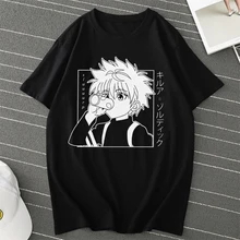 Мужские и женские футболки Топы Kawaii Hunter X футболка с изображением охотника Killua Zoldyck; Сапожки в стиле футболка с вырезом лодочкой, приталенный мягкий Аниме Манга футболки одежда Мужские и женские футболки Топы Kawaii Hunter X футболка с изображением охотника Killua Zoldyck; Сапожки в стиле футболка с вырезом лодочкой, приталенный мягкий Аниме Манга футболки одежда