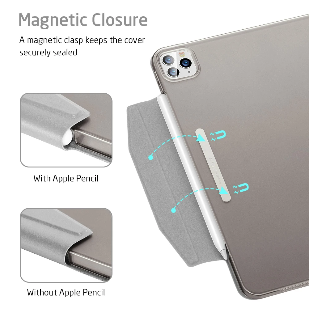 ESR for iPad Air 4 Case for iPad Pro 11 12.9 2021 Case for iPad 8th Gen Case Back Cover with Closure Clasp for iPad Pro 11 2020
