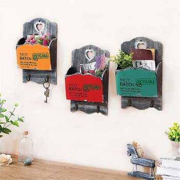 

mounted Key Rack Organizer Holder Vintage-style Key Ring Hooks Wall Multipurpose Wooden Mount Letter Hooks