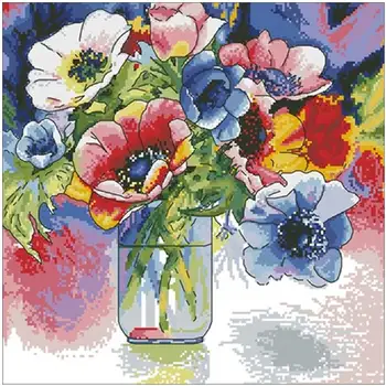 

Watercolor anemone patterns Counted Cross Stitch 11CT 14CT 18CT DIY Chinese Cross Stitch Kits Embroidery Needlework Sets