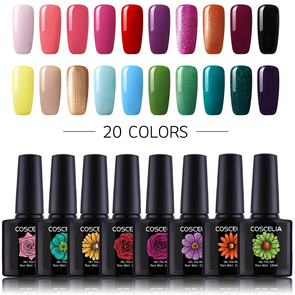 Baratos 20 unid set 80 esmalte de uñas de Gel de colores Kit de uñas de arte UV LED Gel para manicura mucho esmalte de uñas de Gel permanente Kit de remojo, barnices