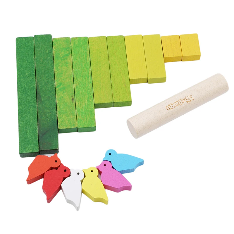 Птицы деревянные блоки детские игрушки развивающие игрушки Arcoiris Madera Arco Iris Madera Houten Blokken Drewniane игрушки для детей подарок