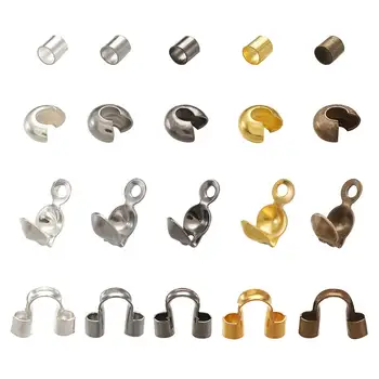 

DIY Jewelry Findings Sets with Brass Crimp Beads and Crimp Beads Covers Iron Bead Tips Knot Covers Brass Wire Guardians