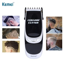 KEMEI портативный lcd мужской триммер для волос Мини электрическая машинка для стрижки волос Беспроводная режущая машина Регулируемый Керамический нож для стрижки волос