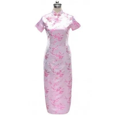 Модное красное китайское вечернее платье cheongsam, Женская атласная новинка, одежда для девушек, элегантное женское длинное платье cheongsam, размер S-3XL - Цвет: pink clubs