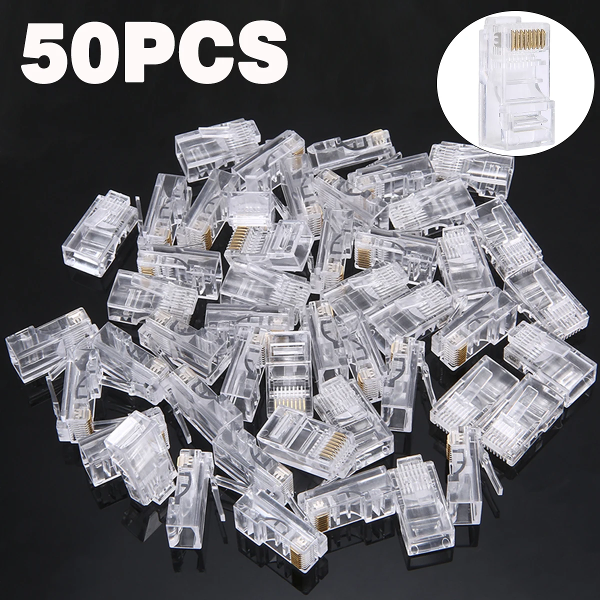 50 шт. RJ45 Cat5E Cat6 обжимной модульный Ethernet сетевой соединитель кабеля удлинитель Разъем электрическое оборудование разъемы