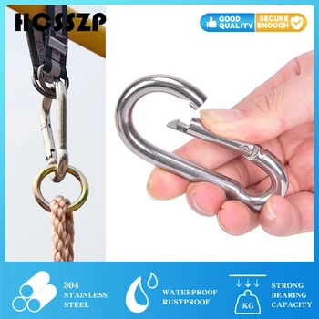 

5 Pcs Carabiner Hooks Safety Buckle 304 Stainless Steel Spring Snap Quick Link Lock Ring Carabiner Camping Hiking Bearing Hook