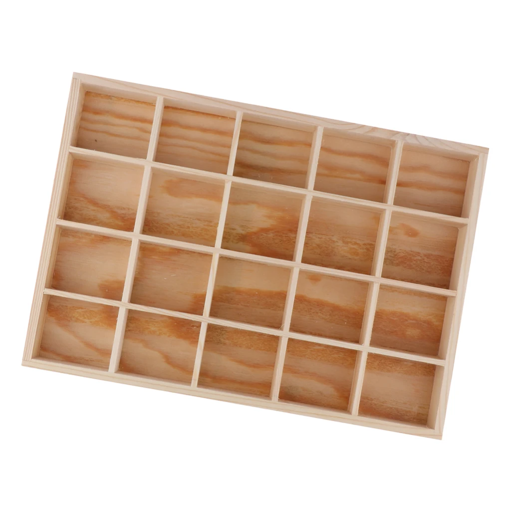 

20 Grids Unfinished Wood Jewelry Display Trays Stackable for Necklace Bracelet Ring Showcase, Empty Plate